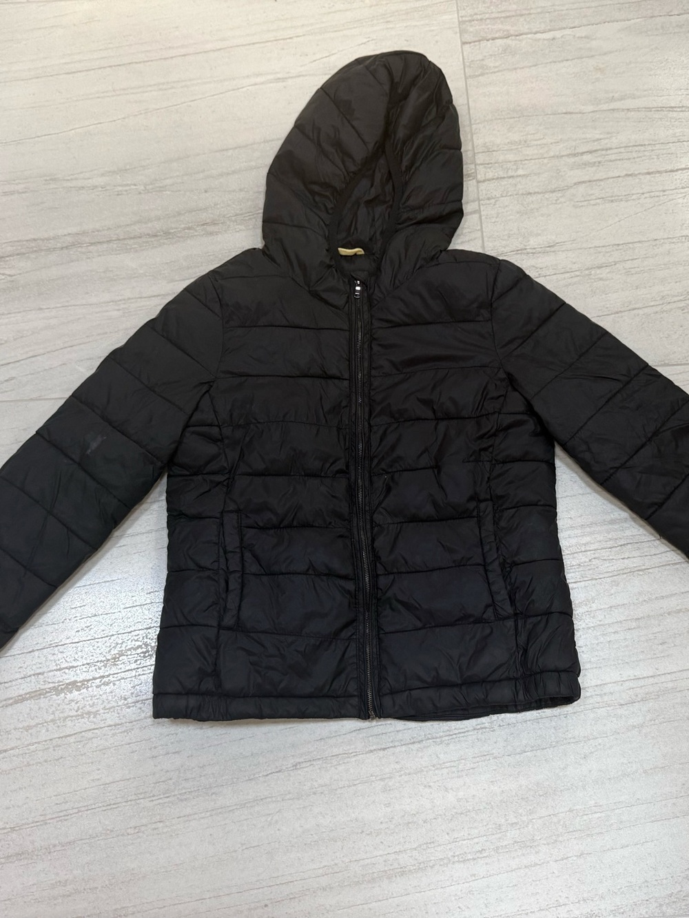 Pull&Bear Black Quilted Hooded Puffer Jacket